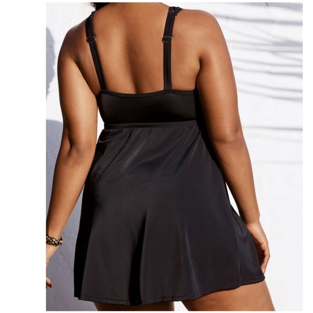 Nwt Roaman's Bead Macrame High Neck SwimDress Swimsuits For All - Picture 2 of 3